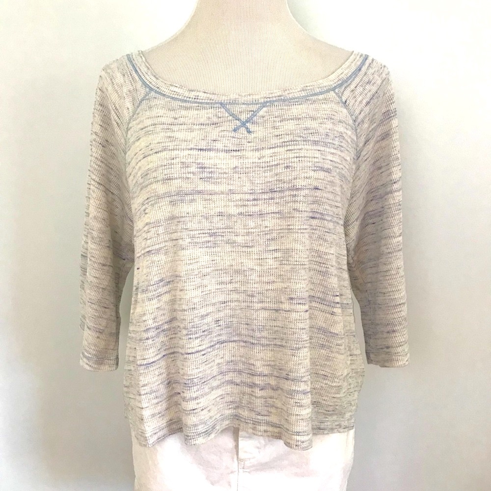free people cropped marled blue thermal top